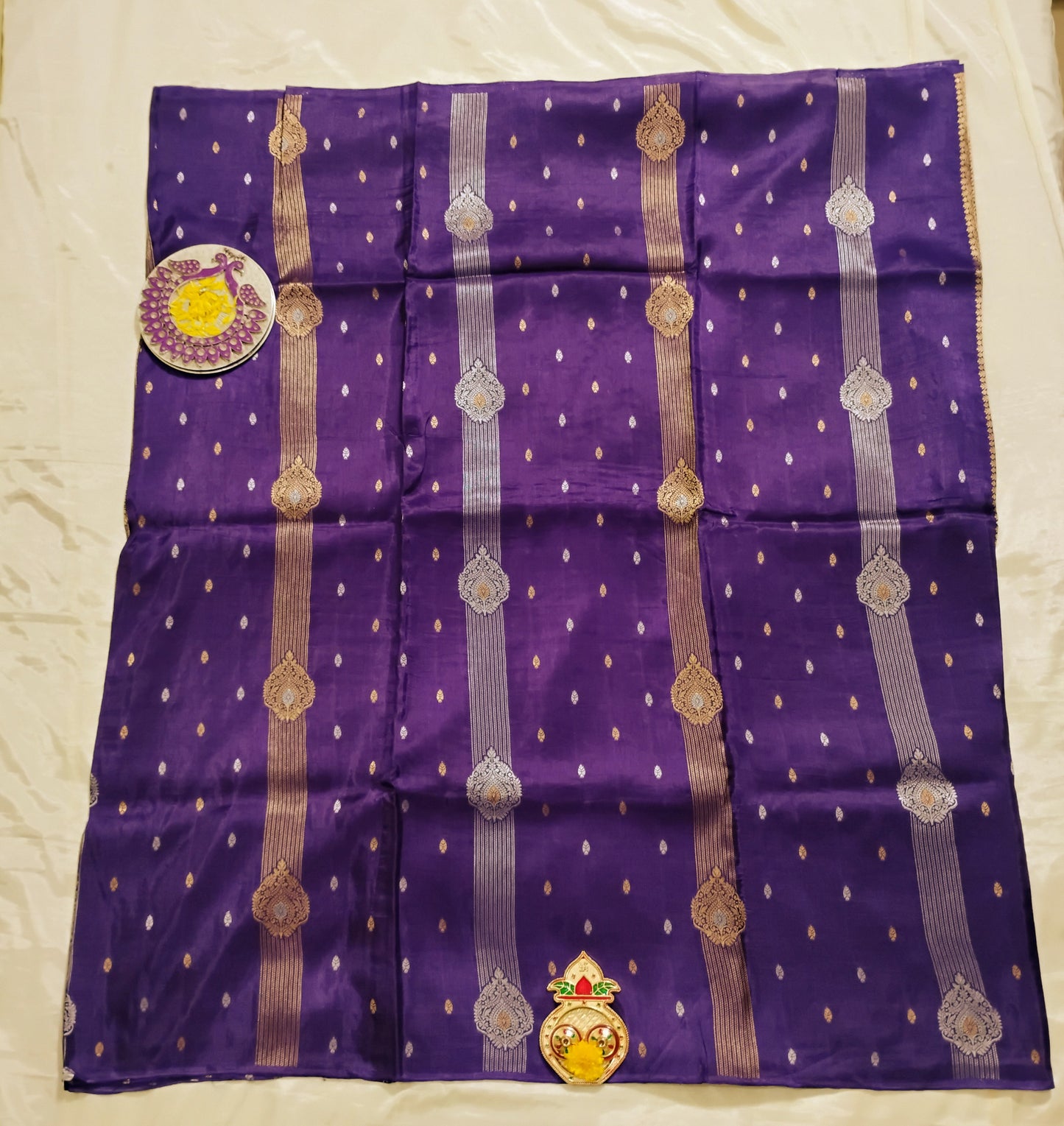 SemiSilk Navy-Pink patterned Saree