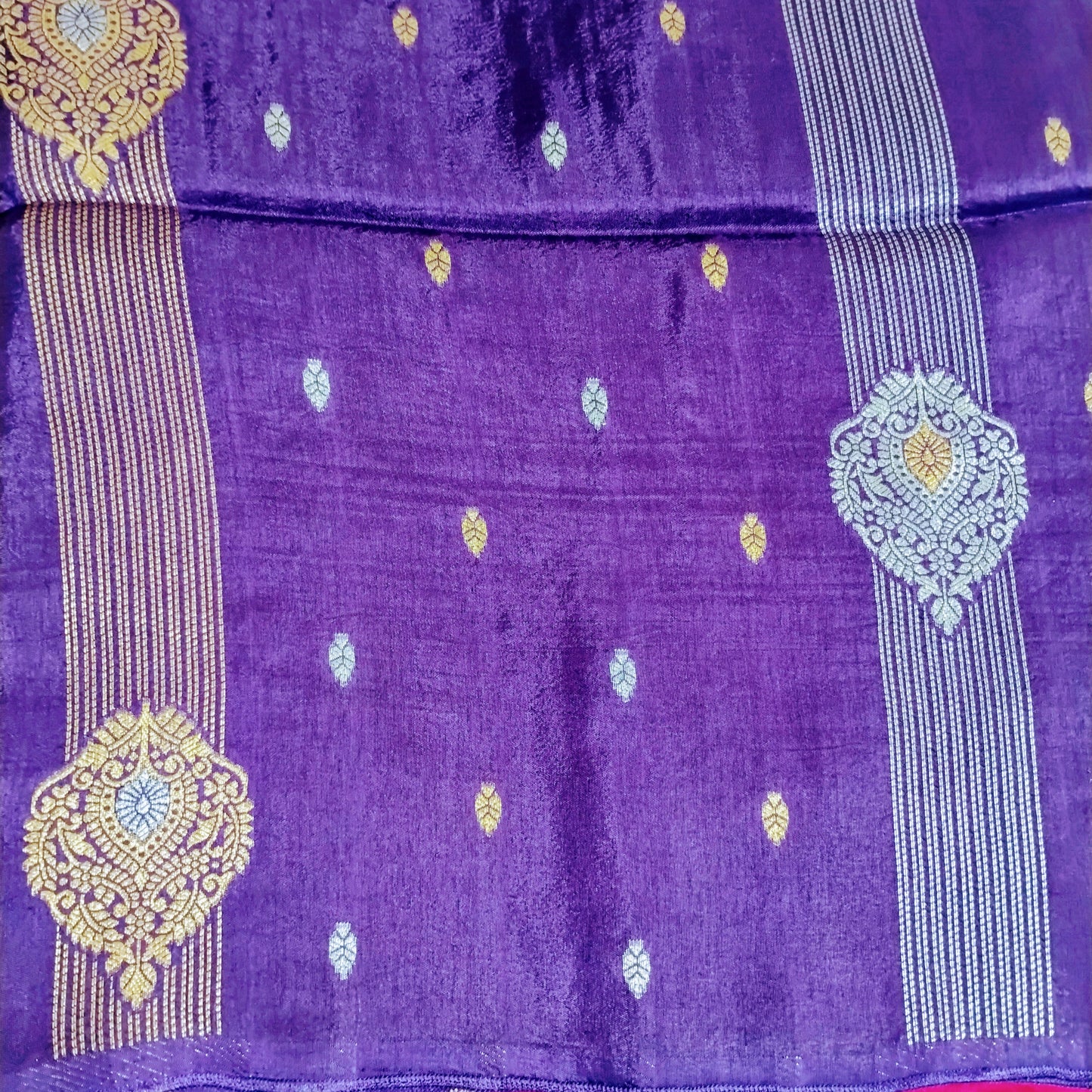 SemiSilk Navy-Pink patterned Saree