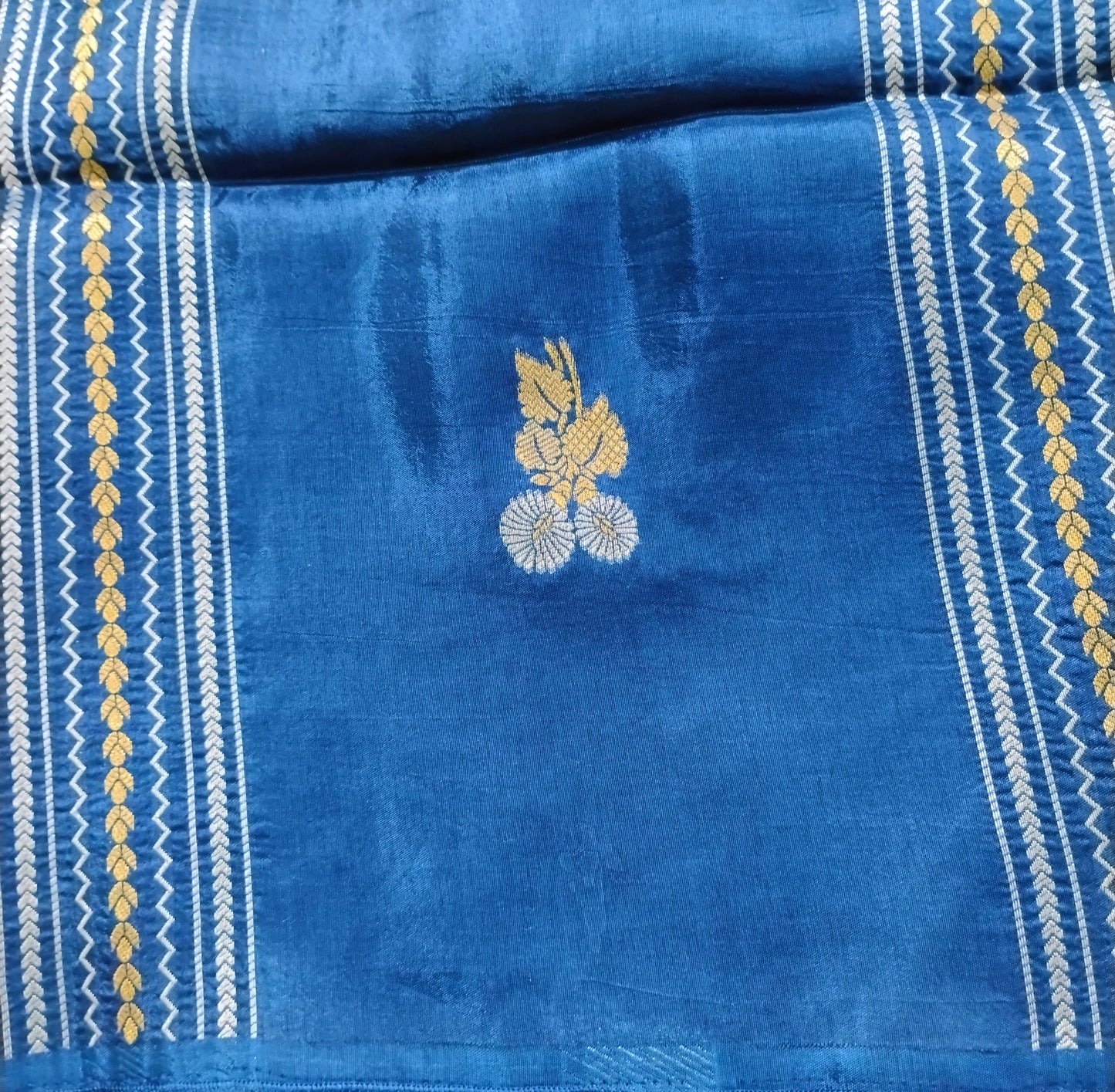SemiSilk Azure golden Saree