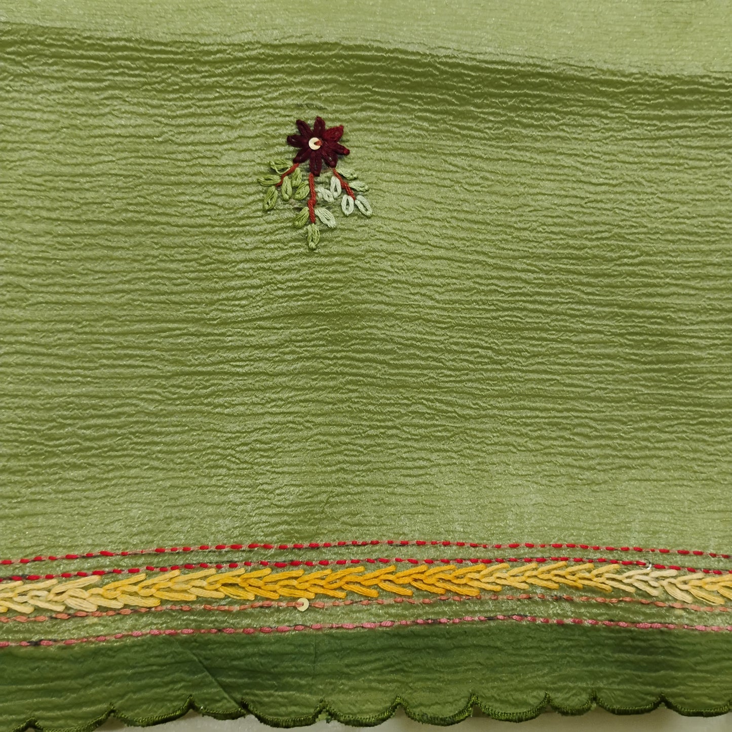 Embellished work Green Tree patterned Saree