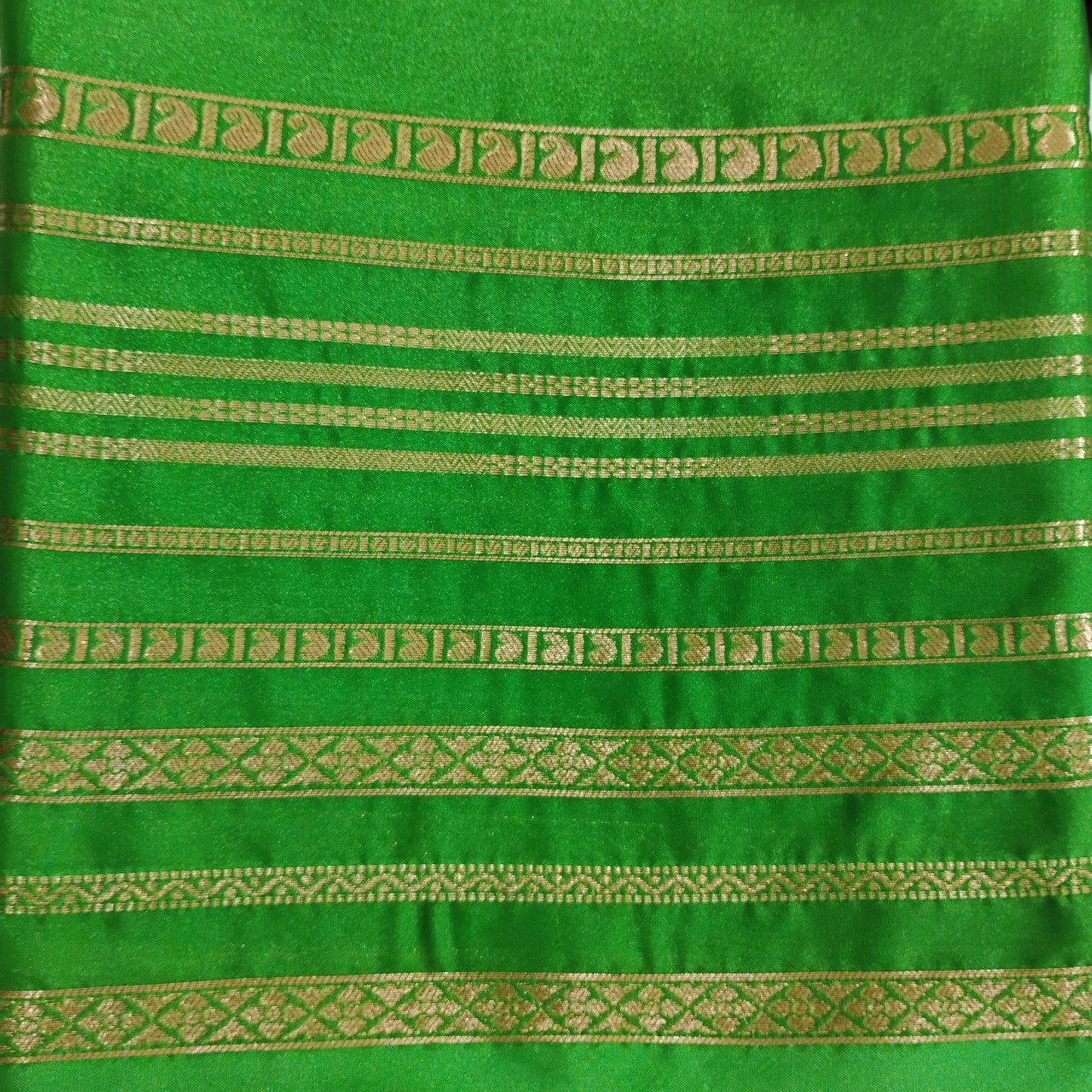 SemiMysoreSilk green with golden border Saree