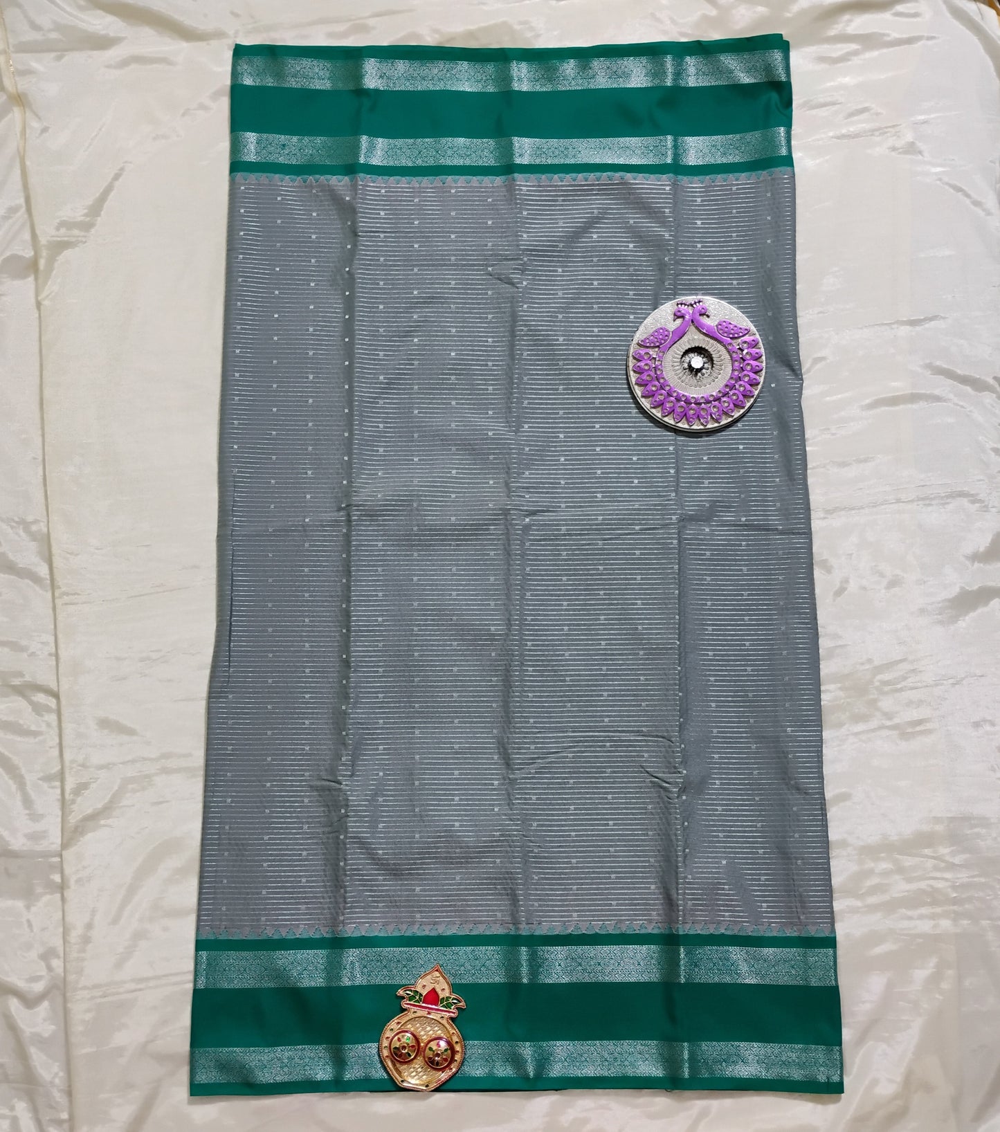 SemiSilk grey-green Saree