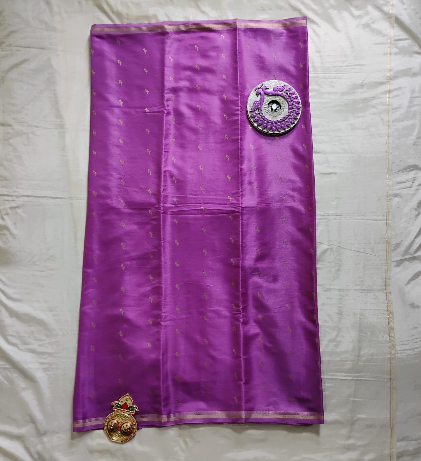 SemiSilk Orchid-Maroon patterened Saree