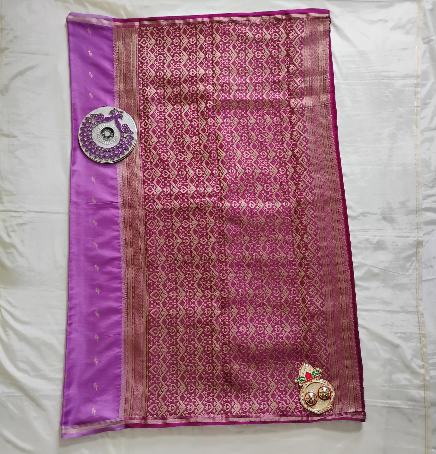 SemiSilk Orchid-Maroon patterened Saree