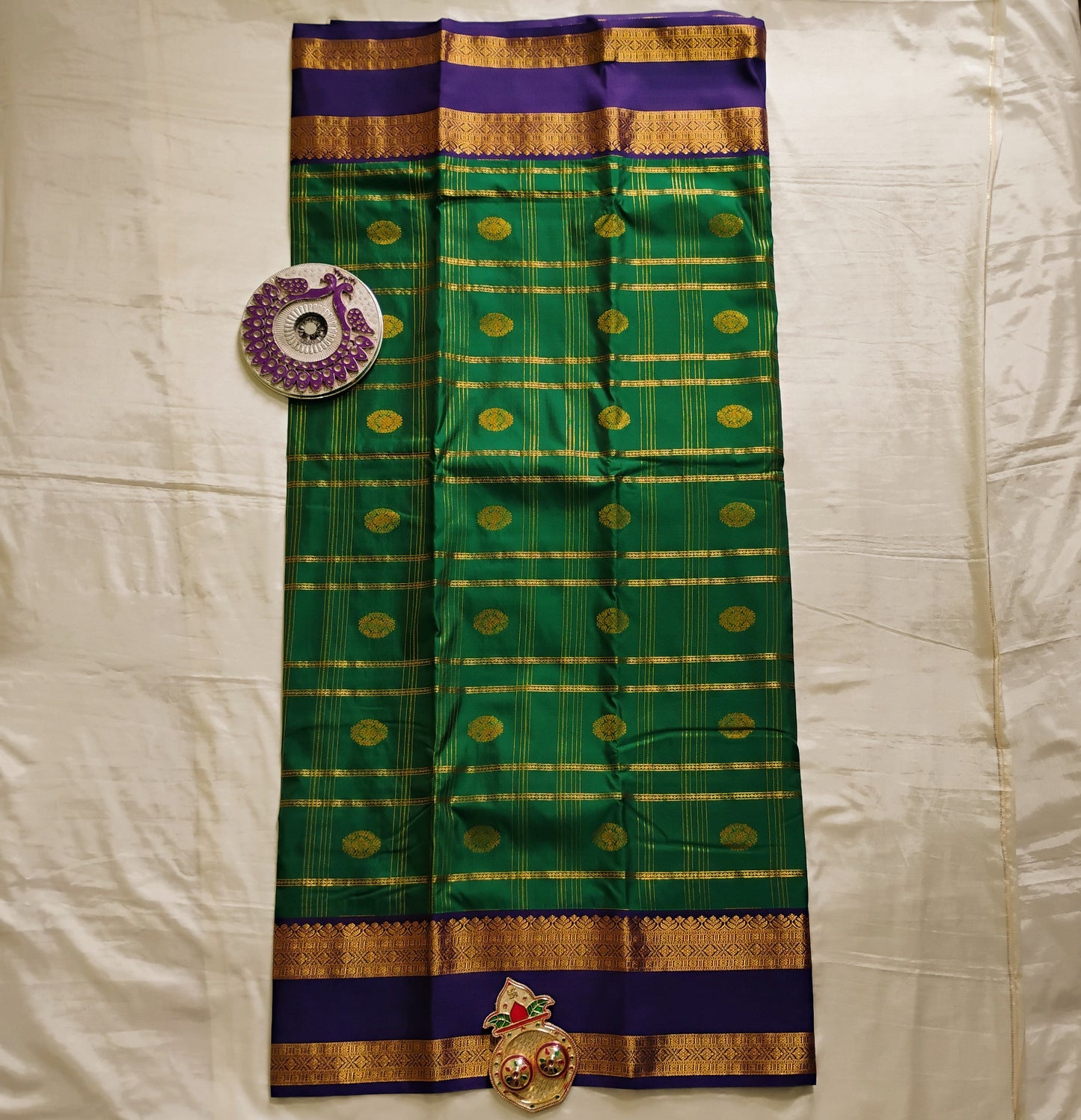 SemiSilk Green-Navy Saree