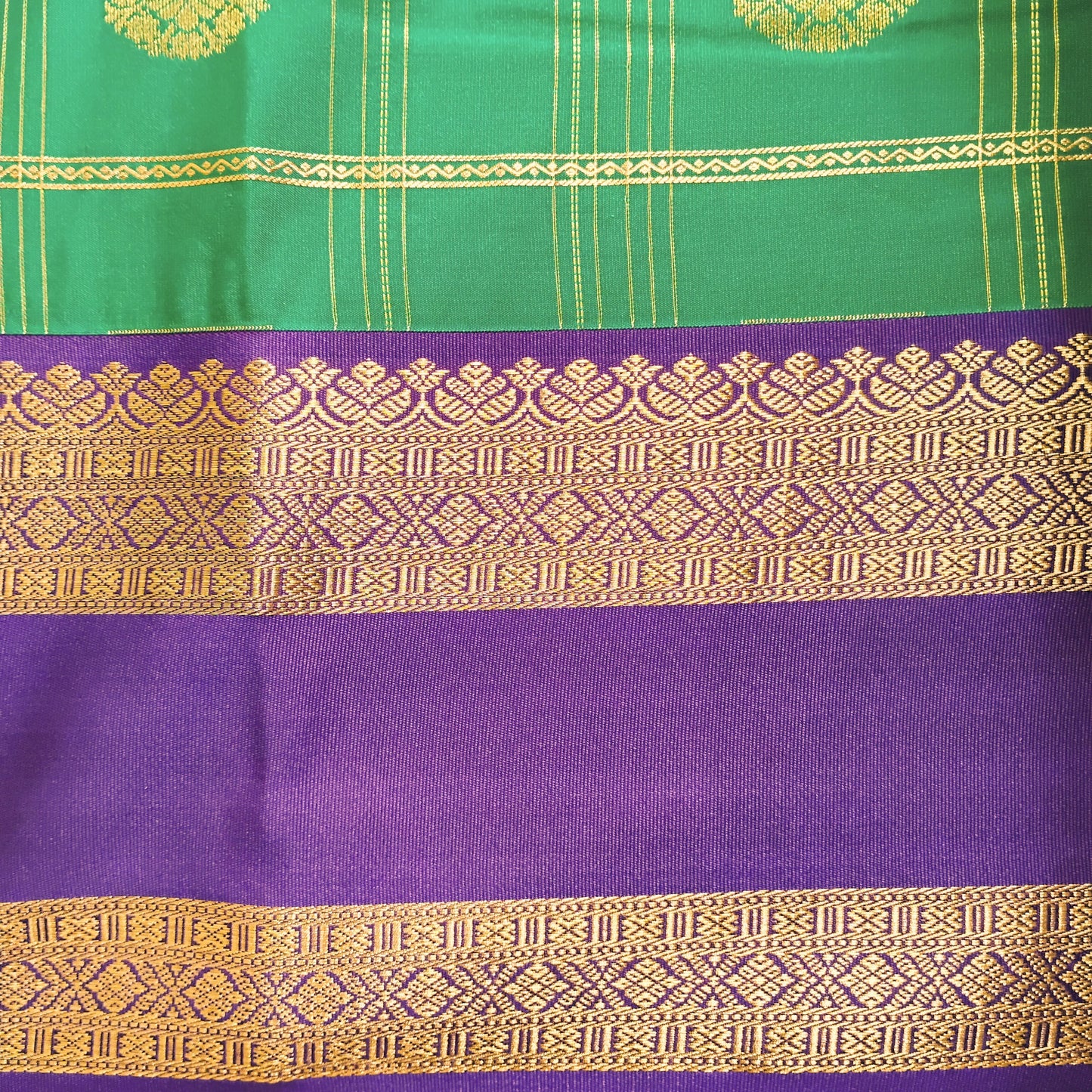 SemiSilk Green-Navy Saree