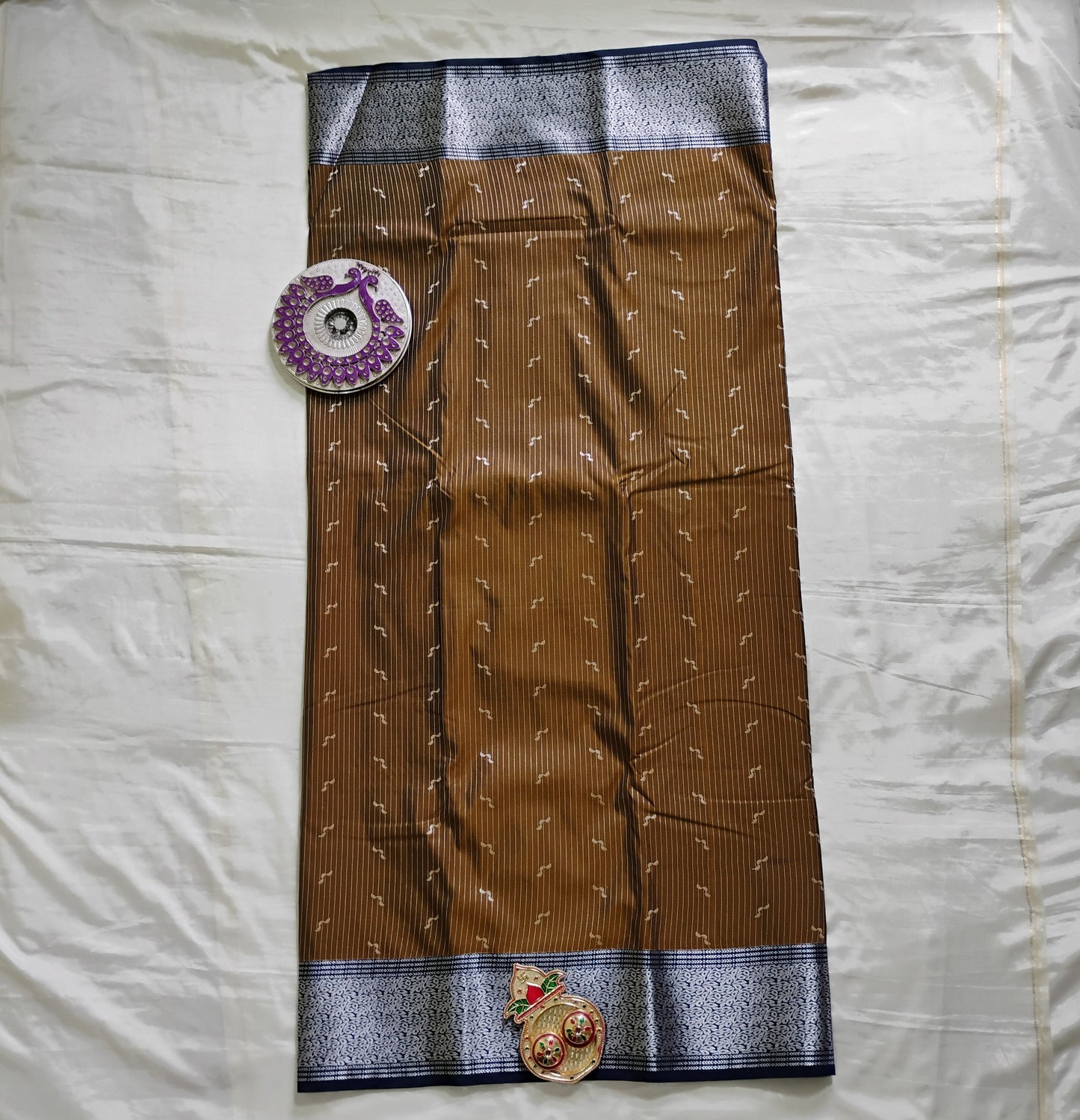 SemiSilk Brown-Navy Saree