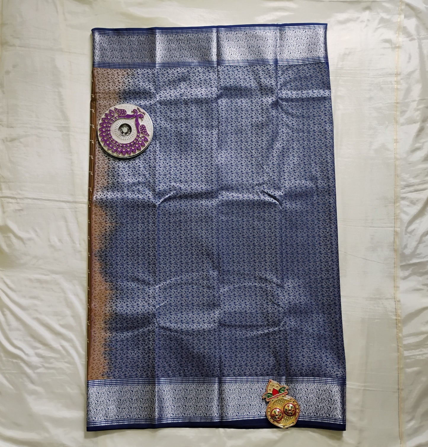 SemiSilk Brown-Navy Saree