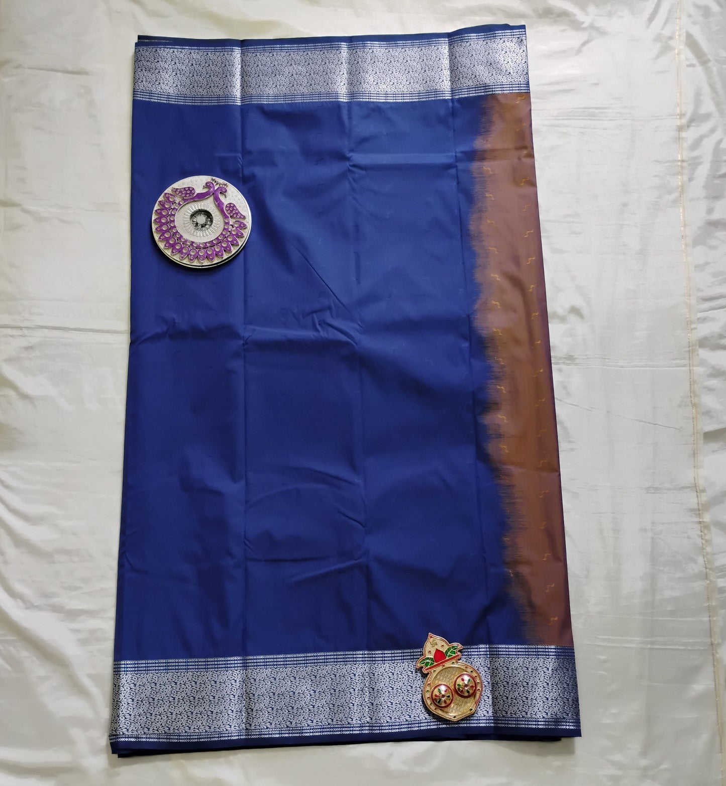 SemiSilk Brown-Navy Saree
