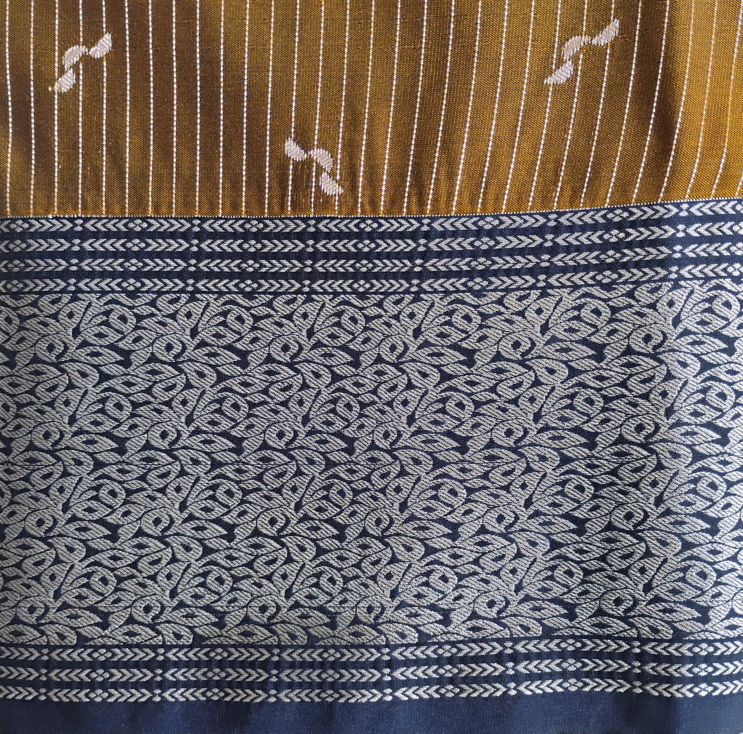 SemiSilk Brown-Navy Saree