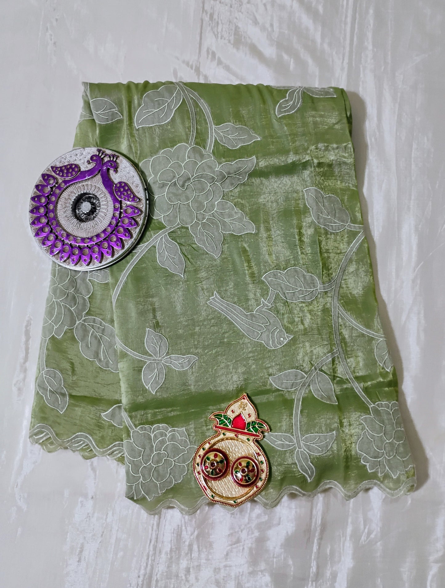 Organza Green patterned Saree