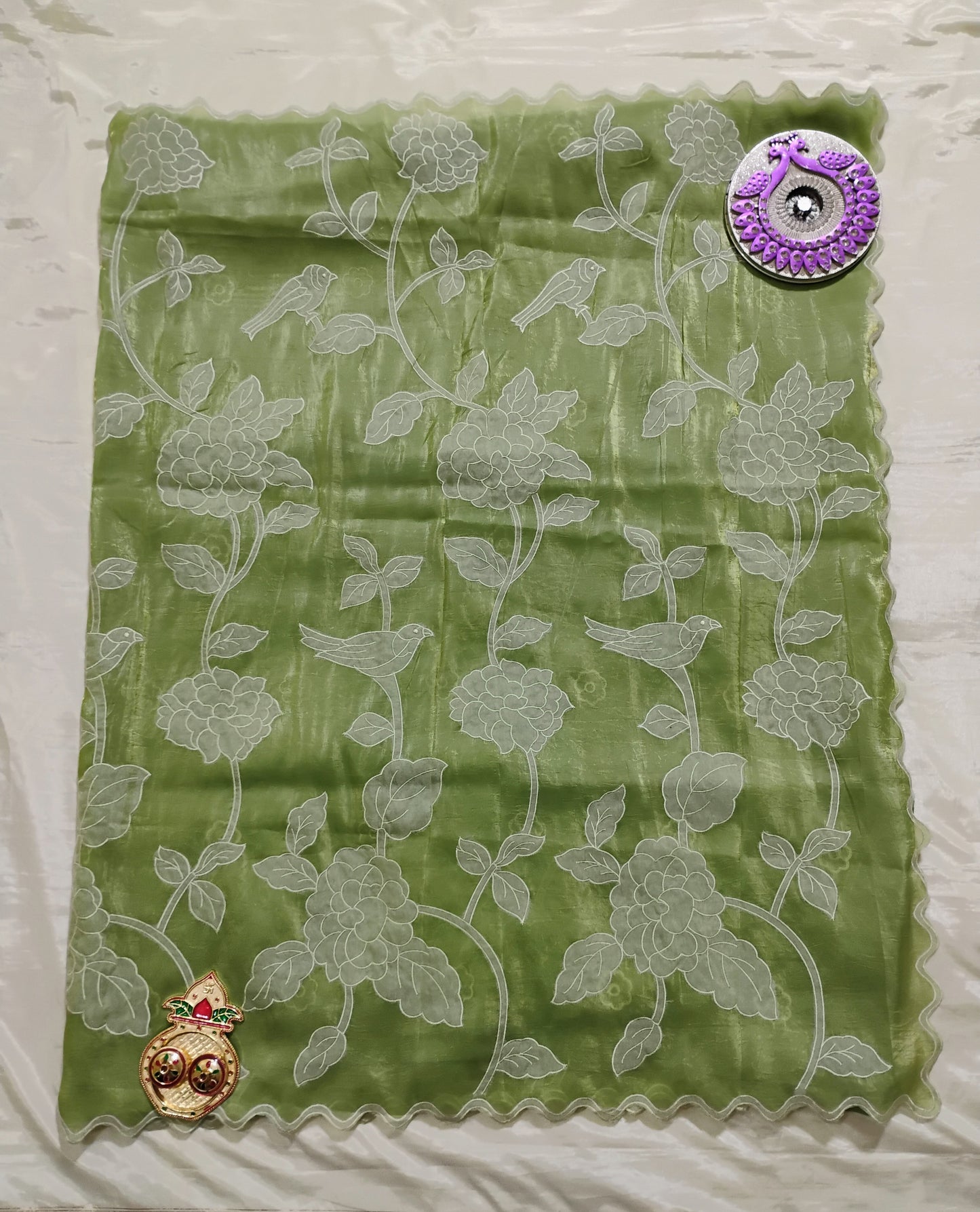 Organza Green patterned Saree