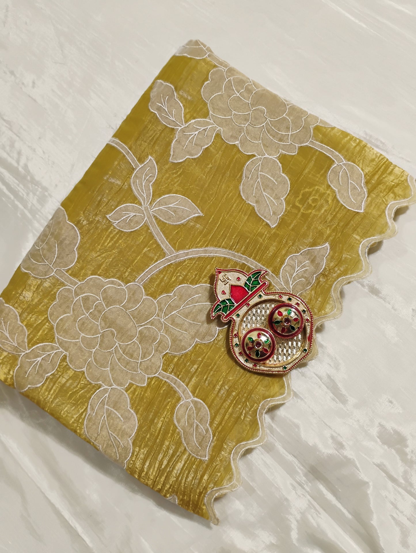Organza Baige patterned Saree