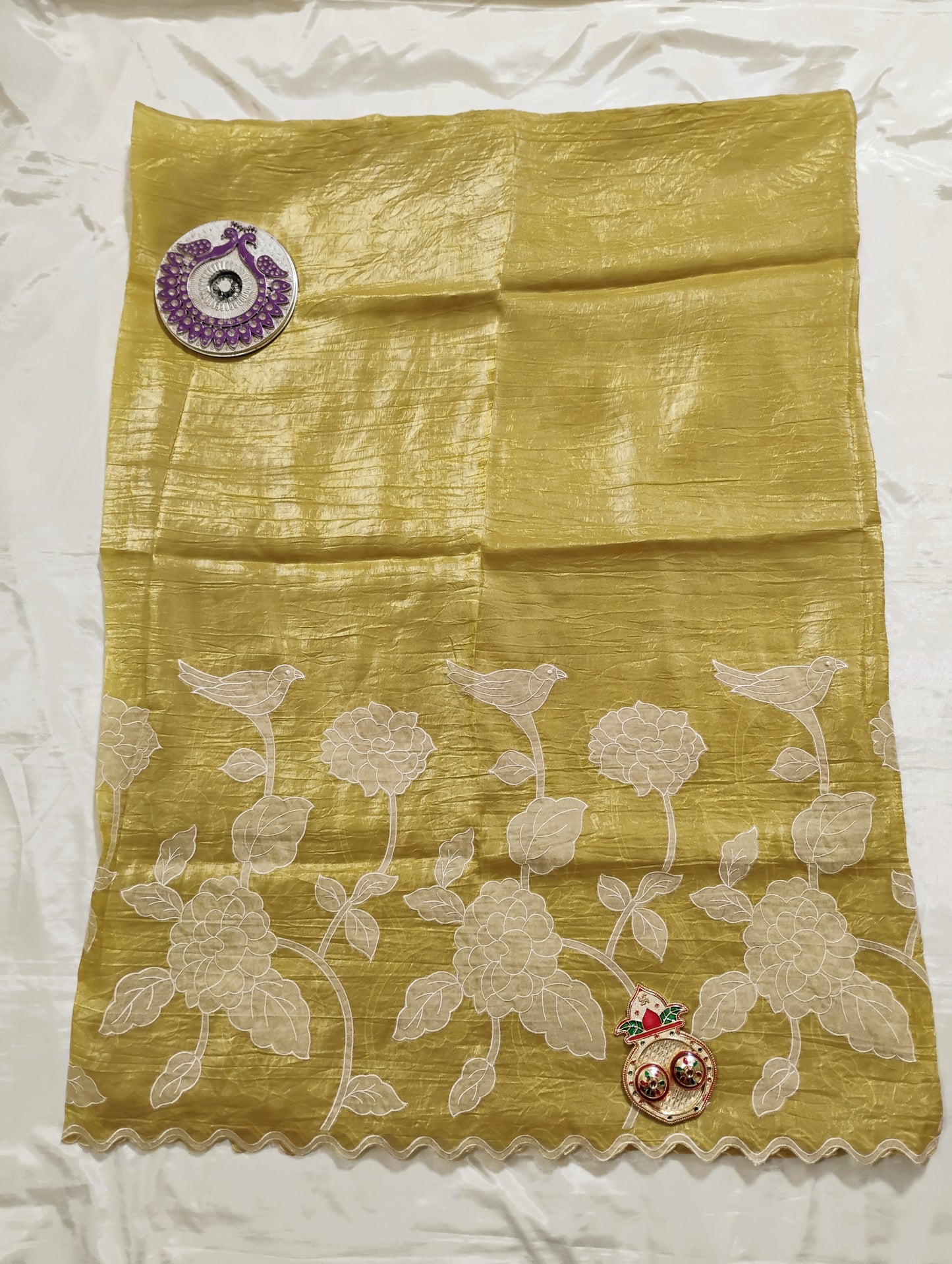 Organza Baige patterned Saree