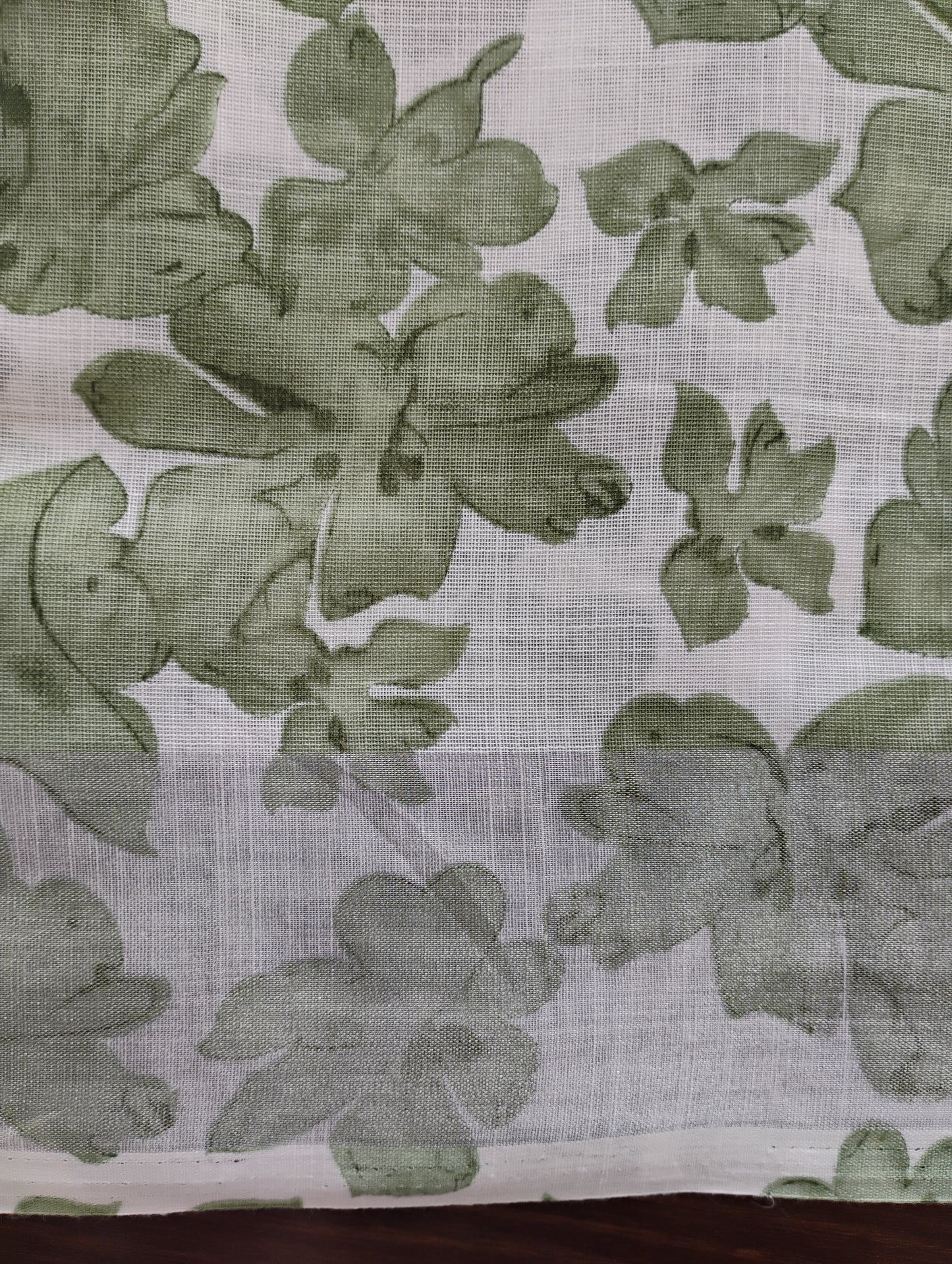 LinenCotton Green White Floral Saree