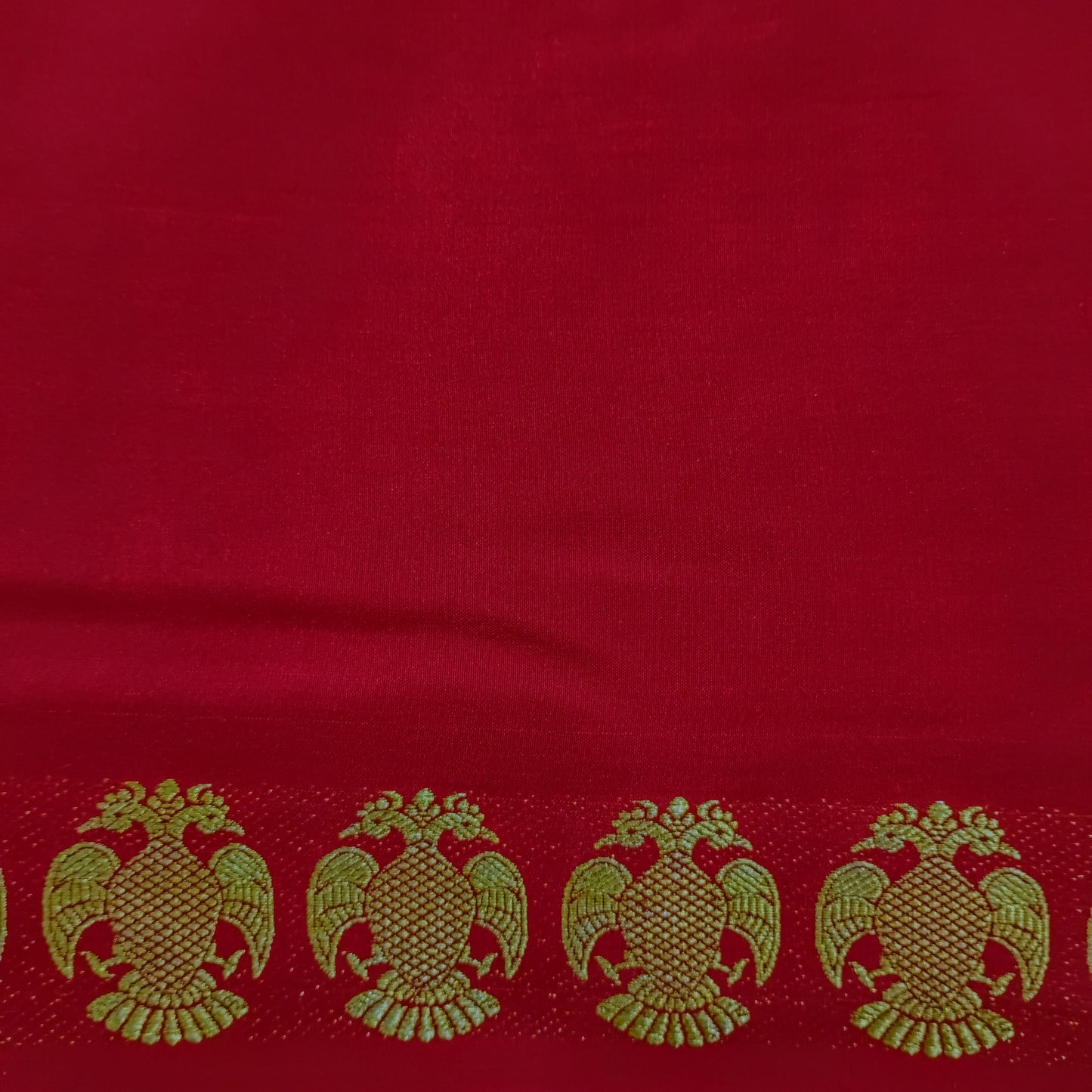 PureMysoreSilk Maroon Gandaberunda border Saree