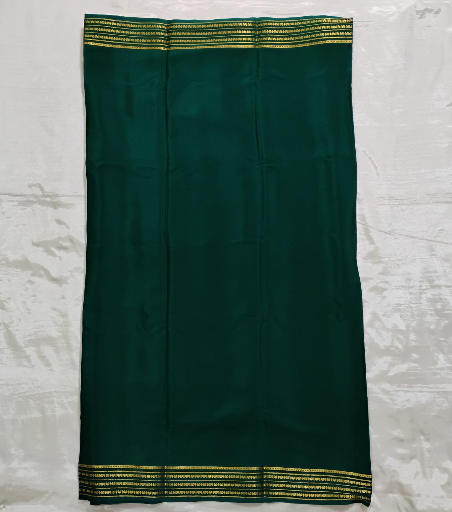 PureMysoreSilk Sky Blue with green border Saree