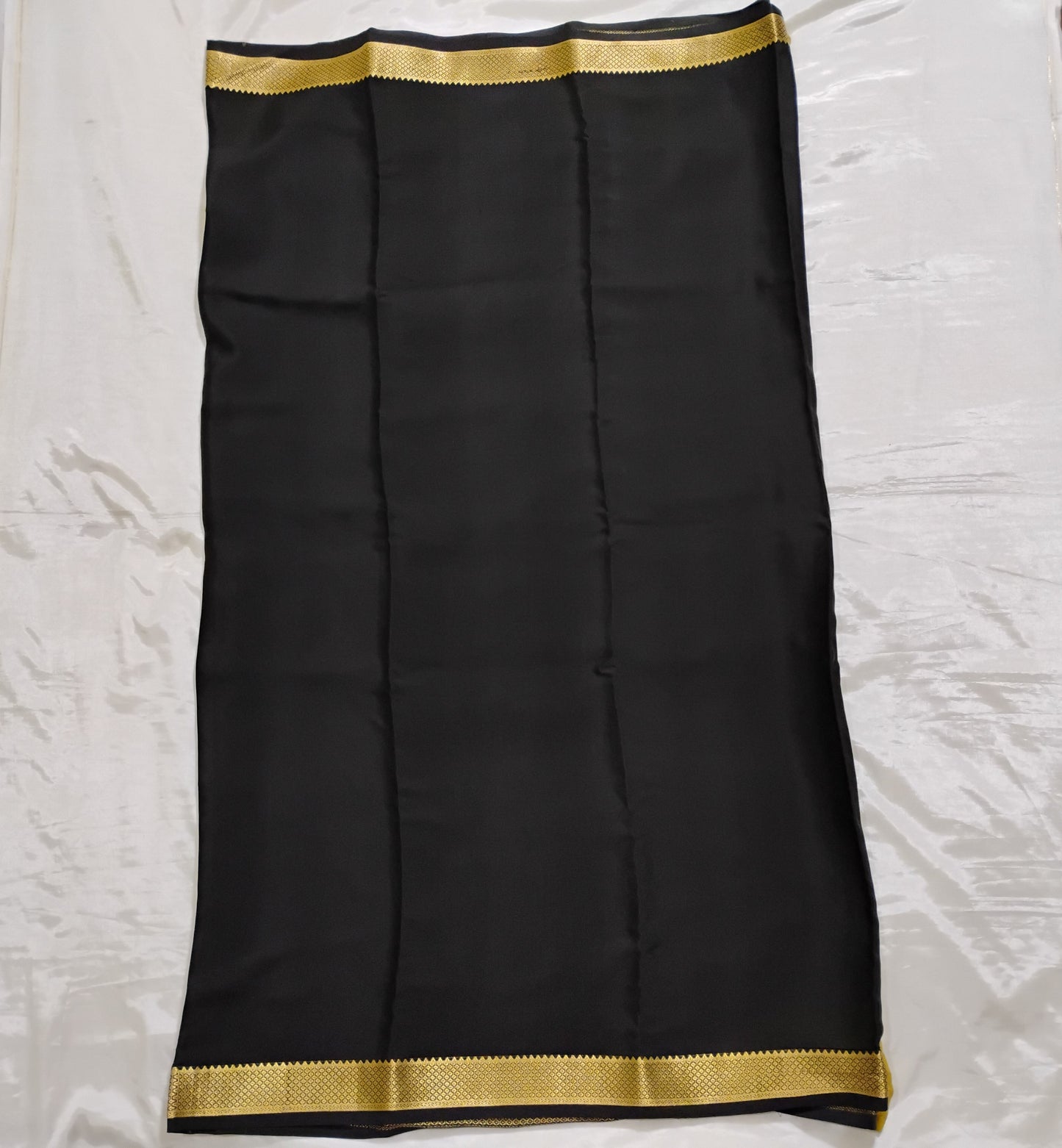 PureMysoreSilk khakee-black checkered double border Saree