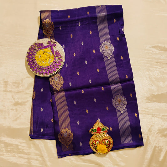 SemiSilk Navy-Pink patterned Saree