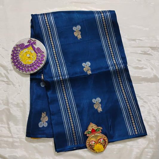 SemiSilk Azure golden Saree