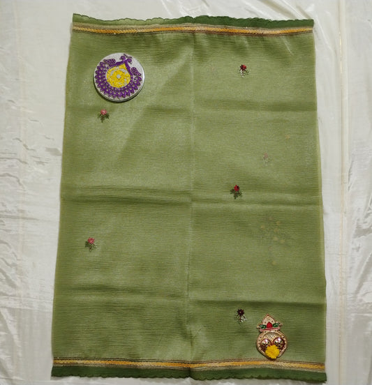 Embellished work Green Tree patterned Saree