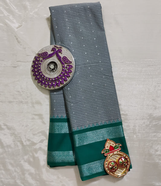 SemiSilk grey-green Saree
