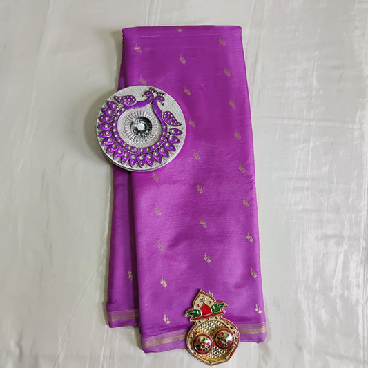 SemiSilk Orchid-Maroon patterened Saree