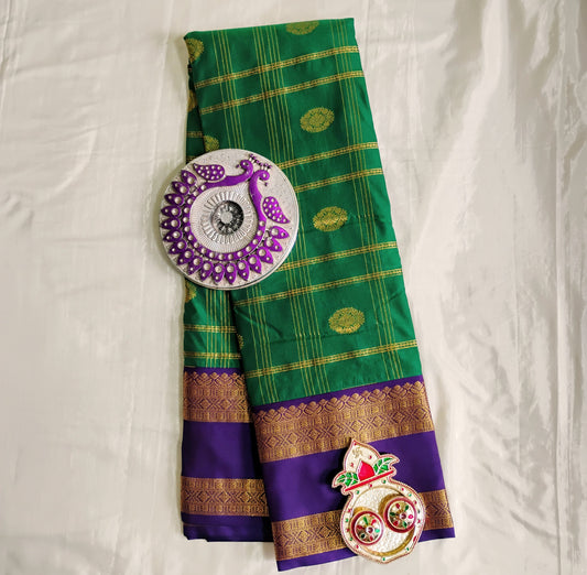SemiSilk Green-Navy Saree