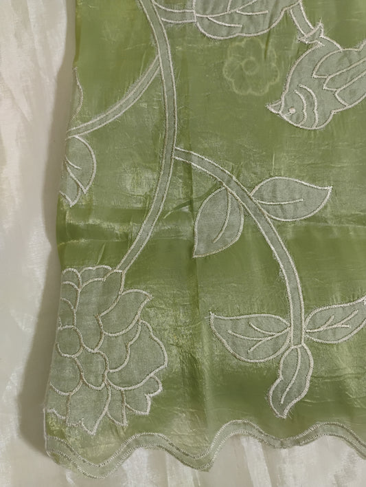 Organza Green patterned Saree
