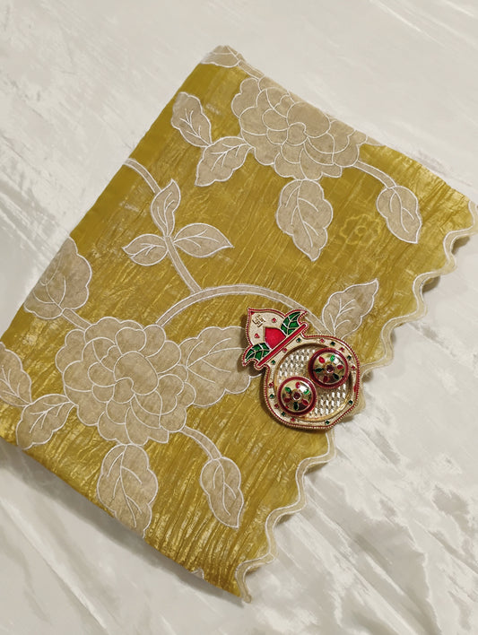 Organza Baige patterned Saree