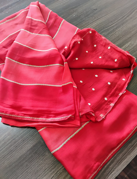 Chiffon Red patterned Saree