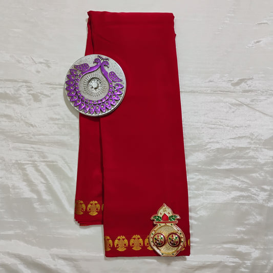 PureMysoreSilk Maroon Gandaberunda border Saree